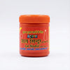 Red sindoor powder jar with orange cap and front label.