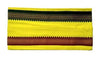 Yellow cotton gamcha/patka with dark woven border and maroon stripe