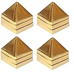 Golden Three Layer Vastu Metal Pyramid (4 Pcs) for Vastu and Feng Shui. - Achleshwar