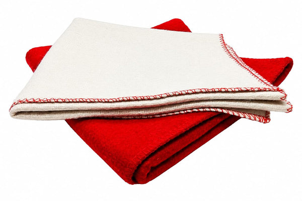 Red & White Woolen Pooja Aasan