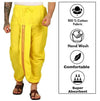 Yellow dhoti pants with gathered waist and vertical zari border detail