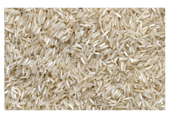 Close-up of uncooked white rice grains