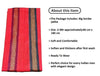 Red cotton gamcha/patka with vertical gold, black, and blue stripe borders