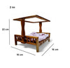 Wooden netbed with measurements 16cm x 16cm x 22cm and folded white bedding