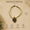 Light wood beaded bracelet with dark heart pendant; height shown as 7 cm