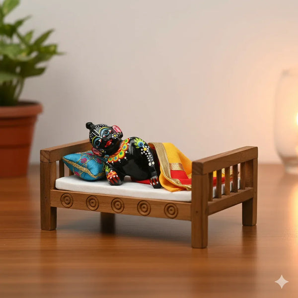 Laddu Gopal Sagwaan Wooden Charpai for Bal Gopal JI - Achleshwar