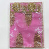 Pink devi mata chunni scarf with gold sequin panels and beaded edging