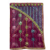 Purple chunri scarf with vertical beaded lines, star-like motifs, and gold trim