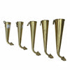 Brass gaumukhi shringi set of five, cone cups with loop handles and decorative feet