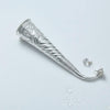 Silver-plated gaumukhi shringi with carved band and spiral ridged handle