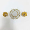 Gold sunburst plate center with two gold flower bowls
