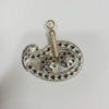 Holi decorative plate with pichkari stem and two jeweled side bowls, gold toned