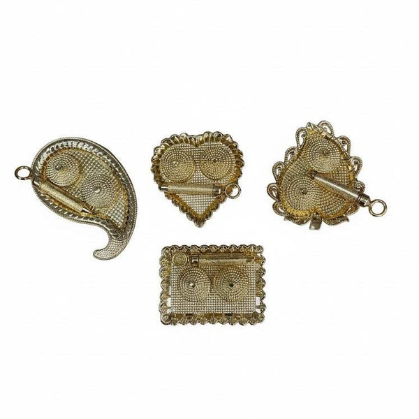 Gold-tone beaded decorative Holi accessory set with ornate cutout motifs