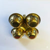 Gold four-cup puja bowl holder with mirrored finish and central knob