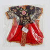 Festival idol outfit set with black floral top, red skirt, and gold embroidered details