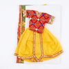9-inch festival idol outfit set: yellow lehenga with red patterned top and gold trim