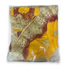 Yellow and gold idol outfit with maroon accents and ornate embroidered detailing
