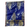 Dark blue devi mata chunni scarf with silver sequin patterns and large floral appliques