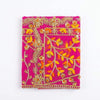 Pink chunri with gold floral embroidery, orange and yellow vine accents, trimmed edge