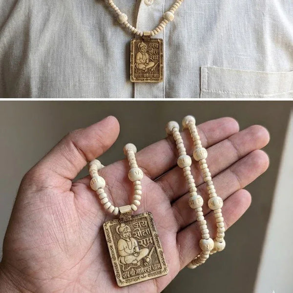 Tulsi Mala with White Hanuman Pendant for Bhakti, Japa & Daily Wear - Achleshwar