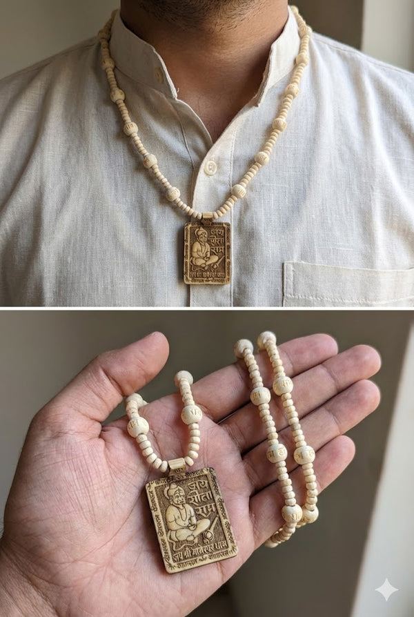 Achleshwar Tulsi Mala with White Hanuman Pendant for Bhakti, Japa & Daily Wear