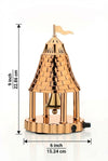 Brass Automatic Electric Pooja Bell – 6 x 9 Inch, Rose Gold Temple Design - Achleshwar