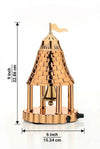 Electric pooja bell with temple design, 6 in wide and 21.88 cm high