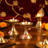 Brass Plain aarti Diya Stand with Handle - Achleshwar