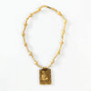Tulsi mala necklace with white beads and square Hanuman pendant