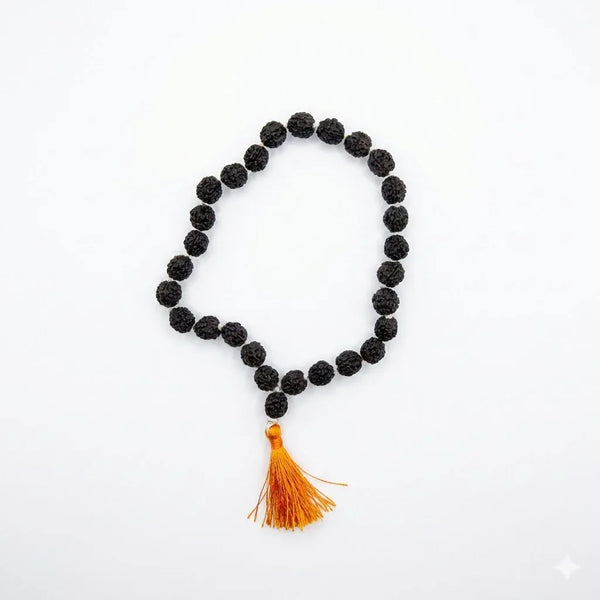Black Rudraksha Mala 27+1 Beads – Japa Mala for Meditation & Bhakti 7 mm - Achleshwar