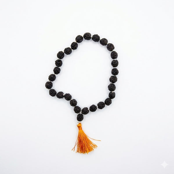 Achleshwar Black Rudraksha Mala 27+1 Beads – Japa Mala for Meditation & Bhakti