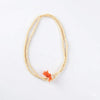 Round tulsi bead kanthi mala with pale yellow beads and orange tassel