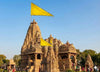 Yellow Satin Hindu Religious Flag | Mandir Puja Dhwaj - Achleshwar