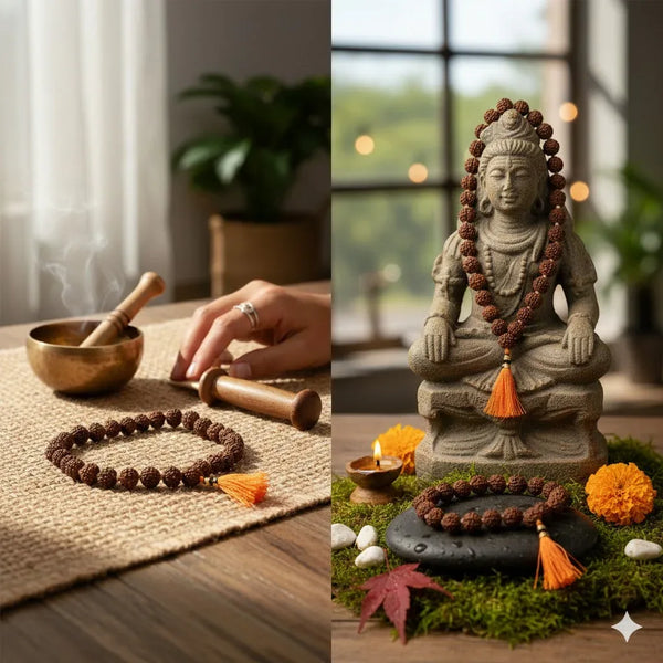 Rudrakash Mala 27+1 (Beads) for Wearing/Japa/Chanting/Puja Natural Brown 10 mm - Achleshwar