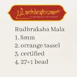 Rudraksha mala info card: 1.8 mm, 27+1 beads, orange tassel