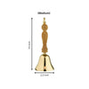 Bronze pooja bell with gold-toned handle and flared base, ornate top