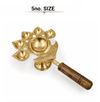 Brass five-face panch aarti diya with five small bowls and wooden handle