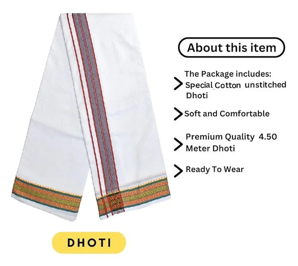 Pure Cotton Special Dhoti White Colour - Achleshwar