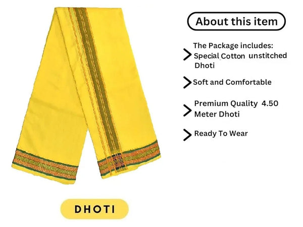 Pure Cotton Special Dhoti yellow colour - Achleshwar