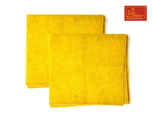 Yellow Woolen Pooja Aasan 2-Pcs