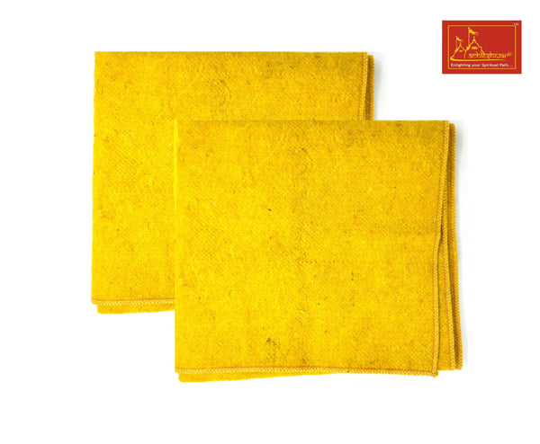 Yellow Woolen Pooja Aasan 2-Pcs - Achleshwar