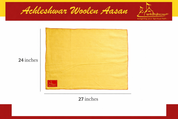 Premium Lite Yellow Woolen Aasan - Completely Handcrafted Meditation Mat - Achleshwar