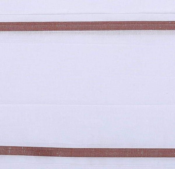 White cotton gamcha patka with maroon border stripes
