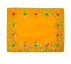 Designer Velvet Embroidered Pooja Aasan Cloth 16X24 inch Yellow | Chowki Aasan for God Idol
