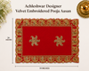 Luxury Designer Velvet Embroidered Red Pooja Aasan Cloth for Mandir | Premium Altar Cover for Temple, Puja Chowki, Home Shrine & Diwali Decoration