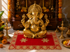 Luxury Designer Velvet Embroidered Red Pooja Aasan Cloth for Mandir | Premium Altar Cover for Temple, Puja Chowki, Home Shrine & Diwali Decoration