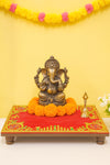Designer Velvet Embroidered Pooja Aasan Cloth 16x40 inch RED | Chowki Aasan for God Idol