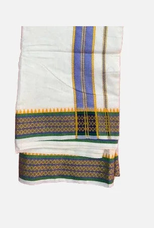 Pure cotton special dhoti set White colour along angvastra - Achleshwar