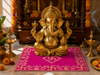 Designer Square Velvet Embroidered Pink Pooja Aasan Cloth for Mandir | Premium Altar Cover for Temple, Puja Chowki, Home Shrine & Diwali Decoration