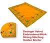 Designer Velvet Embroidered Pooja Aasan Cloth 16X24 inch Yellow | Chowki Aasan for God Idol